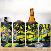 Waimanalo Oahu Hawaii Surfing 4 in 1 Can Cooler Tumbler Tropical Beach Retro Sunburst Surfboard