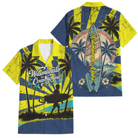 Waimanalo Oahu Hawaii Surfing Family Matching Mermaid Dress and Hawaiian Shirt Tropical Beach Retro Sunburst Surfboard