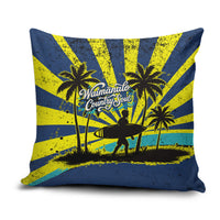 Waimanalo Oahu Hawaii Surfing Pillow Cover Tropical Beach Retro Sunburst Surfboard