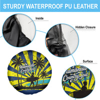 Waimanalo Oahu Hawaii Surfing Spare Tire Cover Tropical Beach Retro Sunburst Surfboard