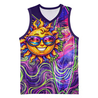 Waimanalo Hawaii Sun Rabbit Basketball Jersey Psychedelic Trippy Neon Swirl Graphic