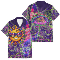 Waimanalo Hawaii Sun Rabbit Family Matching Summer Maxi Dress and Hawaiian Shirt Psychedelic Trippy Neon Swirl Graphic