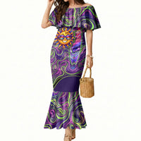 Waimanalo Hawaii Sun Rabbit Mermaid Dress Psychedelic Trippy Neon Swirl Graphic