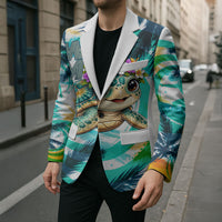 Hawaii Waimanalo Sea Turtle Blazer Cute Tropical Beach Aloha Spirit Cartoon
