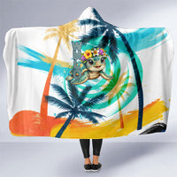 Hawaii Waimanalo Sea Turtle Hooded Blanket Cute Tropical Beach Aloha Spirit Cartoon