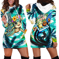 Hawaii Waimanalo Sea Turtle Hoodie Dress Cute Tropical Beach Aloha Spirit Cartoon