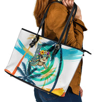 Hawaii Waimanalo Sea Turtle Leather Tote Bag Cute Tropical Beach Aloha Spirit Cartoon
