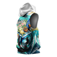 Hawaii Waimanalo Sea Turtle Sleeveless Hoodie Cute Tropical Beach Aloha Spirit Cartoon