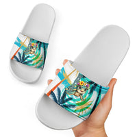 Hawaii Waimanalo Sea Turtle Slide Sandals Cute Tropical Beach Aloha Spirit Cartoon