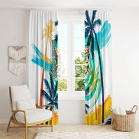 Hawaii Waimanalo Sea Turtle Window Curtain Cute Tropical Beach Aloha Spirit Cartoon