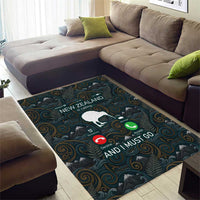 New Zealand is Calling and I Must Go Area Rug Kiwi Bird Silhouette