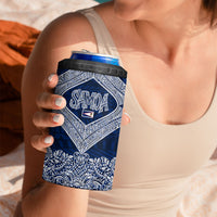 American Samoa Eagle 4 in 1 Can Cooler Tumbler Sea Turtle Traditional Polynesian Tribal Tattoo