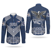 American Samoa Eagle Couples Matching Mermaid Dress and Long Sleeve Button Shirt Sea Turtle Traditional Polynesian Tribal Tattoo