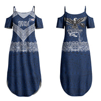 American Samoa Eagle Couples Matching Summer Maxi Dress and Long Sleeve Button Shirt Sea Turtle Traditional Polynesian Tribal Tattoo
