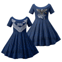 American Samoa Eagle Family Matching Long Sleeve Bodycon Dress and Hawaiian Shirt Sea Turtle Traditional Polynesian Tribal Tattoo