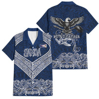 American Samoa Eagle Family Matching Summer Maxi Dress and Hawaiian Shirt Sea Turtle Traditional Polynesian Tribal Tattoo