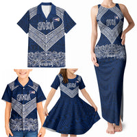 American Samoa Eagle Family Matching Tank Maxi Dress and Hawaiian Shirt Sea Turtle Traditional Polynesian Tribal Tattoo