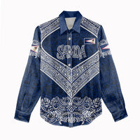 American Samoa Eagle Women Casual Shirt Sea Turtle Traditional Polynesian Tribal Tattoo
