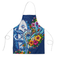 American Samoa Pago Pago Apron Sea Turtle And Fruit Bat - Tropical Hibiscus Flowers Polynesian