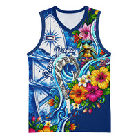 American Samoa Pago Pago Basketball Jersey Sea Turtle And Fruit Bat - Tropical Hibiscus Flowers Polynesian