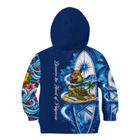 American Samoa Pago Pago Kid Hoodie Sea Turtle And Fruit Bat - Tropical Hibiscus Flowers Polynesian