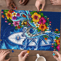 American Samoa Pago Pago Puzzle Sea Turtle And Fruit Bat - Tropical Hibiscus Flowers Polynesian