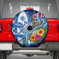 American Samoa Pago Pago Spare Tire Cover Sea Turtle And Fruit Bat - Tropical Hibiscus Flowers Polynesian