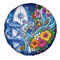 American Samoa Pago Pago Spare Tire Cover Sea Turtle And Fruit Bat - Tropical Hibiscus Flowers Polynesian