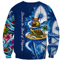 American Samoa Pago Pago Sweatshirt Sea Turtle And Fruit Bat - Tropical Hibiscus Flowers Polynesian