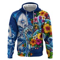 American Samoa Pago Pago Zip Hoodie Sea Turtle And Fruit Bat - Tropical Hibiscus Flowers Polynesian