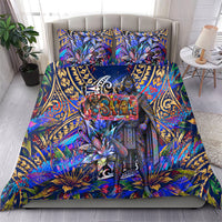 American Samoa Warrior Bedding Set Polynesian Fruit Bat Talofa Urban Graffiti Street Art