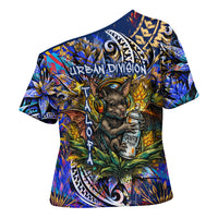 American Samoa Warrior Cross Shoulder Shirt Polynesian Fruit Bat Talofa Urban Graffiti Street Art