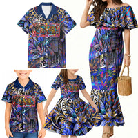 American Samoa Warrior Family Matching Mermaid Dress and Hawaiian Shirt Polynesian Fruit Bat Talofa Urban Graffiti Street Art