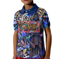 American Samoa Warrior Kid Polo Shirt Polynesian Fruit Bat Talofa Urban Graffiti Street Art