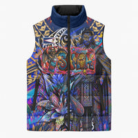 American Samoa Warrior Sleeveless Puffer Jacket Polynesian Fruit Bat Talofa Urban Graffiti Street Art