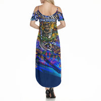 American Samoa Warrior Summer Maxi Dress Polynesian Fruit Bat Talofa Urban Graffiti Street Art