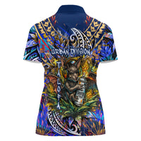 American Samoa Warrior Women Polo Shirt Polynesian Fruit Bat Talofa Urban Graffiti Street Art