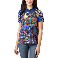 American Samoa Warrior Women Polo Shirt Polynesian Fruit Bat Talofa Urban Graffiti Street Art