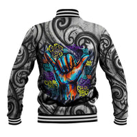 Chur Bro Shaka Sign Baseball Jacket New Zealand Koru Colorful Graffiti Splash