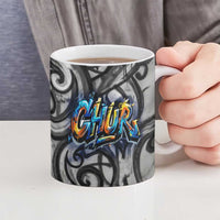 Chur Bro Shaka Sign Ceramic Mug New Zealand Koru Colorful Graffiti Splash