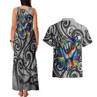 Chur Bro Shaka Sign Couples Matching Tank Maxi Dress and Hawaiian Shirt New Zealand Koru Colorful Graffiti Splash TS04 - Polynesian Pride
