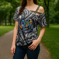 Chur Bro Shaka Sign Cross Shoulder Shirt New Zealand Koru Colorful Graffiti Splash
