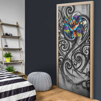 Chur Bro Shaka Sign Door Cover New Zealand Koru Colorful Graffiti Splash