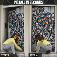 Chur Bro Shaka Sign Door Cover New Zealand Koru Colorful Graffiti Splash