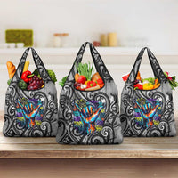 Chur Bro Shaka Sign Grocery Bag New Zealand Koru Colorful Graffiti Splash