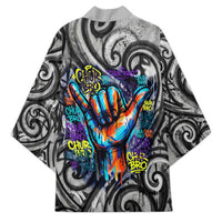 Chur Bro Shaka Sign Kimono New Zealand Koru Colorful Graffiti Splash