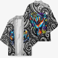 Chur Bro Shaka Sign Kimono New Zealand Koru Colorful Graffiti Splash