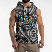 Chur Bro Shaka Sign Sleeveless Hoodie New Zealand Koru Colorful Graffiti Splash