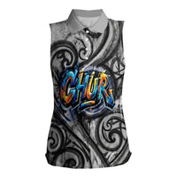 Chur Bro Shaka Sign Women Sleeveless Polo Shirt New Zealand Koru Colorful Graffiti Splash TS04 Female Multicolor - Polynesian Pride