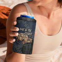 New Zealand She’ll Be Right 4 in 1 Can Cooler Tumbler NZ Slang No. 8 Wire Map Pattern